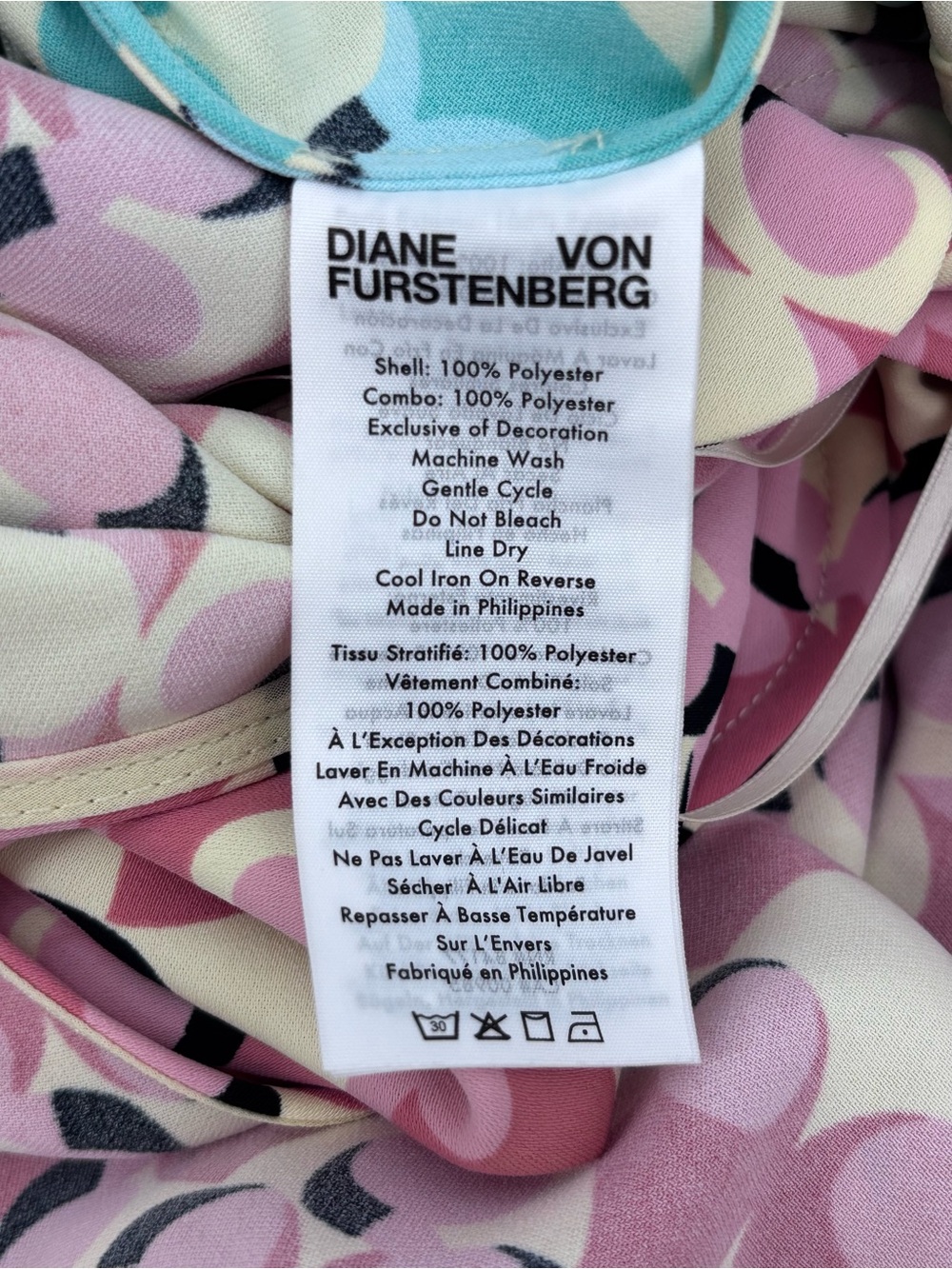 Diane Von Furstenberg Two-Tone Pink & Aqua Wrap Midi Dress - Picture 10 of 11